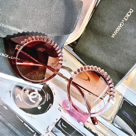 Dolce & Gabbana “Plissè” Pink Acetate Round Sunglasses - Picture 2 of 10